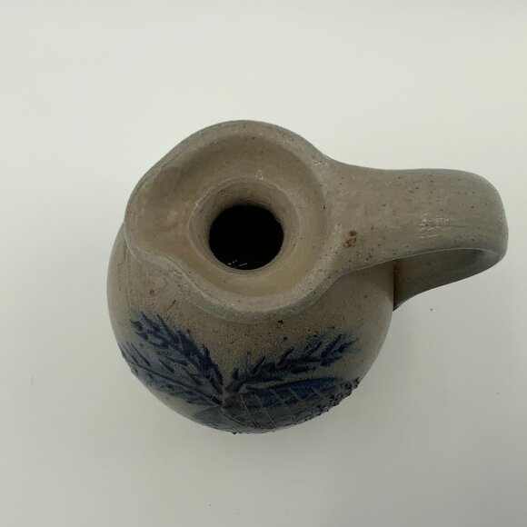 Rowe Pottery Works Salt Glazed Stoneware Jug With Cobalt Blue Pine Cones - Picture 2 of 6